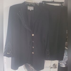 Black Women's Jacket with Studded Details And Skirt